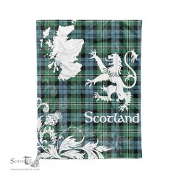 Scotstee Shop Tartan Plaid Fleece Blankets Thistle and Lion Scottish Clan Melville Hunting Plaid Blanket