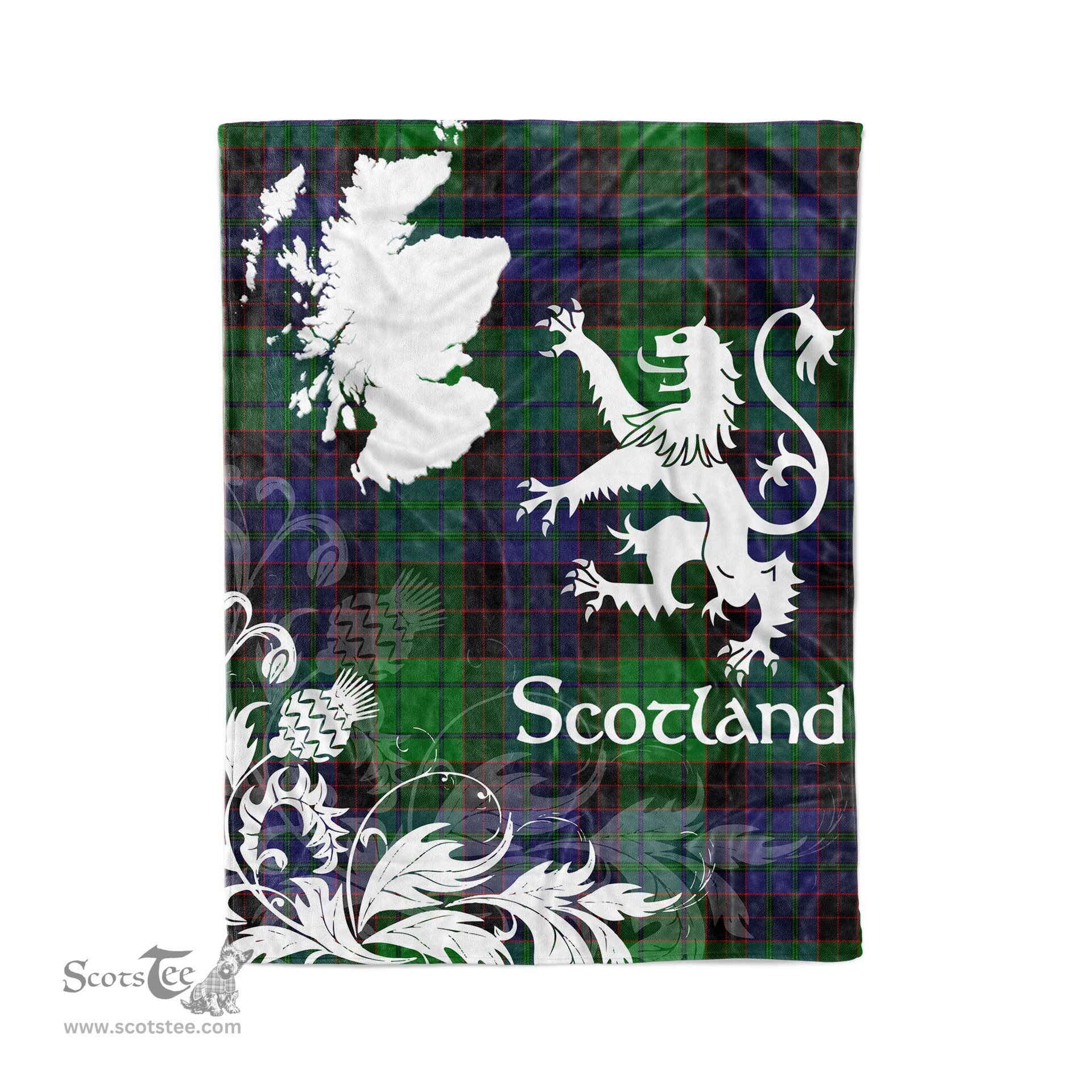 Scotstee Shop Tartan Plaid Fleece Blankets Thistle and Lion Scottish Clan Stewart Old Modern Plaid Blanket