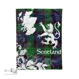 Scotstee Shop Tartan Plaid Fleece Blankets Thistle and Lion Scottish Clan Stewart Old Modern Plaid Blanket