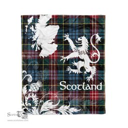 Scotstee Shop Tartan Plaid Fleece Blankets Thistle and Lion Scottish Clan Comyn Plaid Blanket