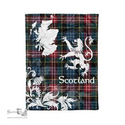 Scotstee Shop Tartan Plaid Fleece Blankets Thistle and Lion Scottish Clan Comyn Plaid Blanket
