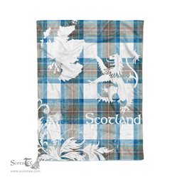 Scotstee Shop Tartan Plaid Fleece Blankets Thistle and Lion Scottish Clan Stewart Muted Blue Plaid Blanket