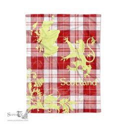Scotstee Shop Tartan Plaid Fleece Blankets Thistle and Lion Scottish Clan Maxwell Red Plaid Blanket