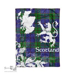 Scotstee Shop Tartan Plaid Fleece Blankets Thistle and Lion Scottish Clan Strachan Plaid Blanket