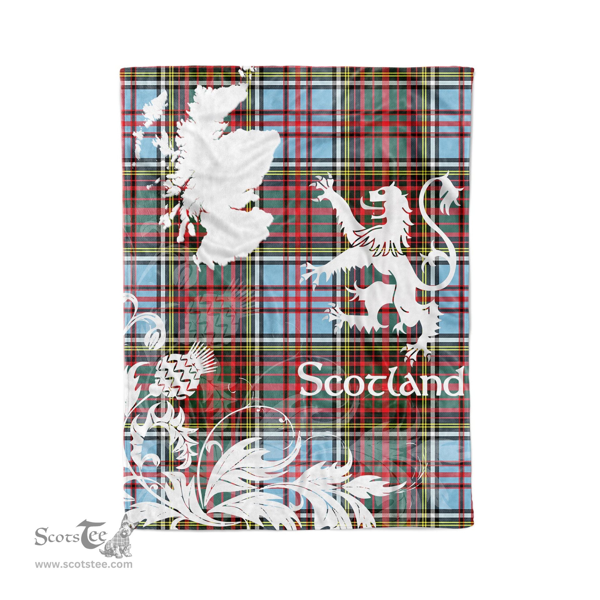 Scotstee Shop Tartan Plaid Fleece Blankets Thistle and Lion Scottish Clan Anderson Ancient Plaid Blanket