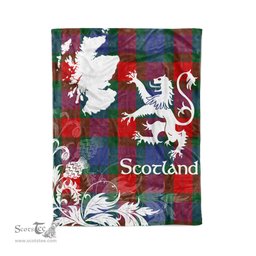 Scotstee Shop Tartan Plaid Fleece Blankets Thistle and Lion Scottish Clan Mar Plaid Blanket
