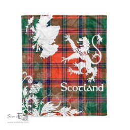 Scotstee Shop Tartan Plaid Fleece Blankets Thistle and Lion Scottish Clan Stewart of Appin Ancient Plaid Blanket