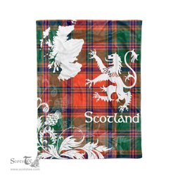Scotstee Shop Tartan Plaid Fleece Blankets Thistle and Lion Scottish Clan Stewart of Appin Ancient Plaid Blanket