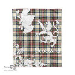 Scotstee Shop Tartan Plaid Fleece Blankets Thistle and Lion Scottish Clan Stewart Dress Ancient Plaid Blanket