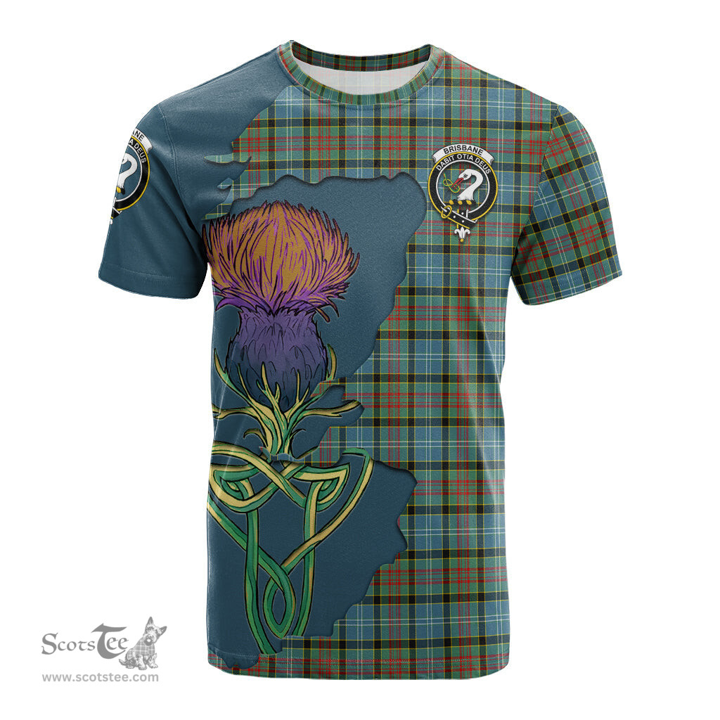 Scottish Brisbane modern Clan Tartan with Thistle and Scotland Map Tartan Plaid T Shirt Scottish Plaid Tartan Plaid - ScotsTee - scotstee.com