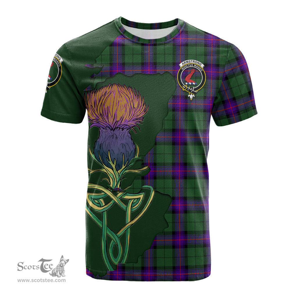 Scottish Armstrong Modern Clan Tartan with Thistle and Scotland Map Tartan Plaid T Shirt Scottish Plaid Tartan Plaid - ScotsTee - scotstee.com
