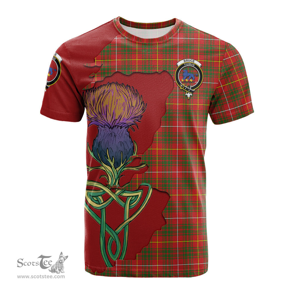 Scottish Bruce Modern Clan Tartan with Thistle and Scotland Map Tartan Plaid T Shirt Scottish Plaid Tartan Plaid - ScotsTee - scotstee.com