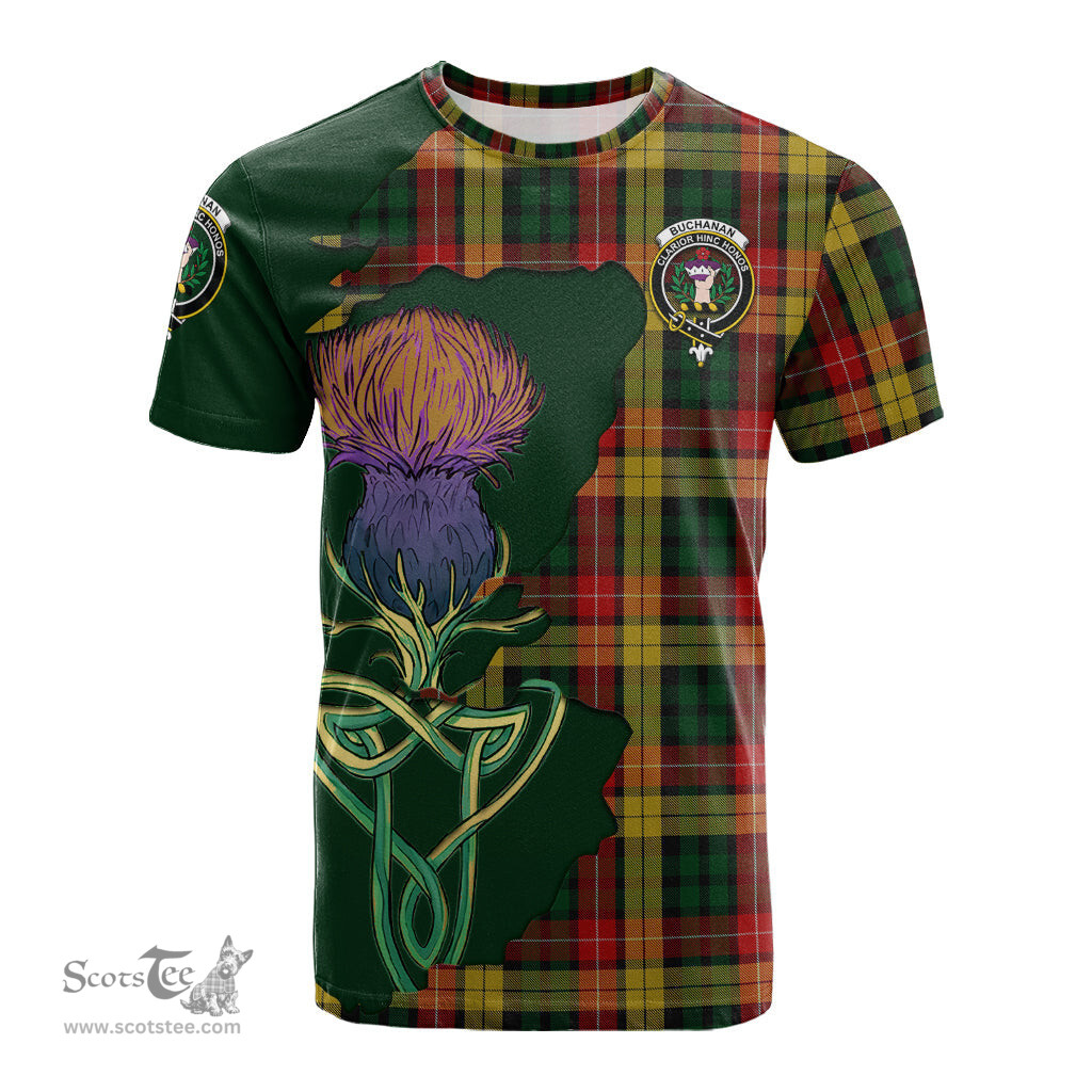 Scottish Buchanan Clan Tartan with Thistle and Scotland Map Tartan Plaid T Shirt Scottish Plaid Tartan Plaid - ScotsTee - scotstee.com