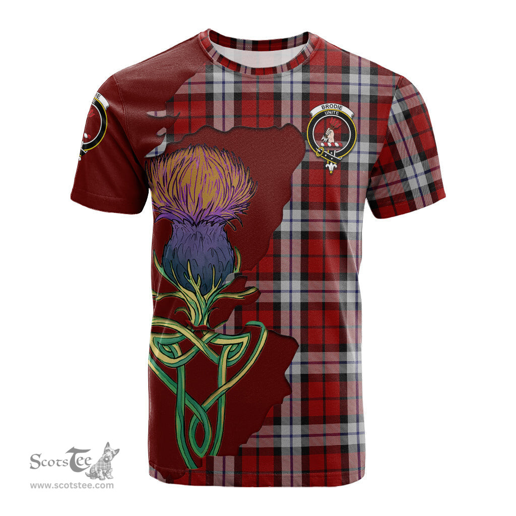 Scottish Brodie Dress Clan Tartan with Thistle and Scotland Map Tartan Plaid T Shirt Scottish Plaid Tartan Plaid - ScotsTee - scotstee.com
