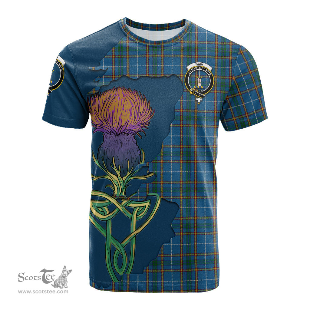 Scottish Bain Clan Tartan with Thistle and Scotland Map Tartan Plaid T Shirt Scottish Plaid Tartan Plaid - ScotsTee - scotstee.com