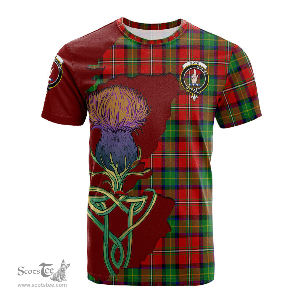 Scottish Boyd Modern Clan Tartan with Thistle and Scotland Map Tartan Plaid T Shirt Scottish Plaid Tartan Plaid - ScotsTee - scotstee.com