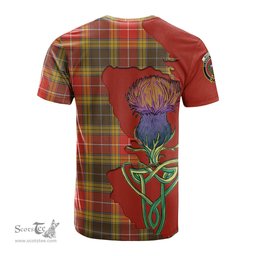Scottish Buchanan Old Set Weathered Clan Tartan with Thistle and Scotland Map Tartan Plaid T Shirt Scottish Plaid Tartan Plaid - ScotsTee - scotstee.com