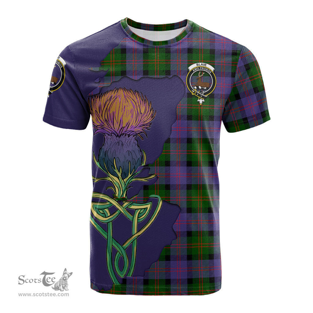 Scottish Blair Modern Clan Tartan with Thistle and Scotland Map Tartan Plaid T Shirt Scottish Plaid Tartan Plaid - ScotsTee - scotstee.com