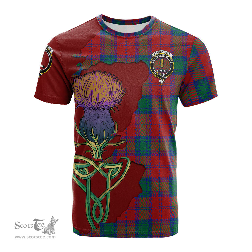 Scottish Auchinleck Clan Tartan with Thistle and Scotland Map Tartan Plaid T Shirt Scottish Plaid Tartan Plaid - ScotsTee - scotstee.com