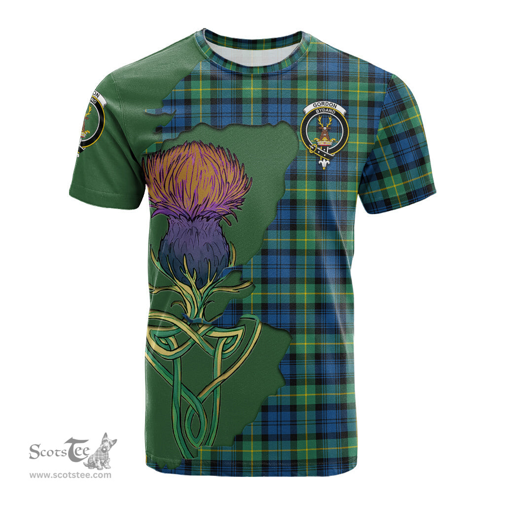 Scottish Gordon Ancient Clan Tartan with Thistle and Scotland Map Tartan Plaid T Shirt Scottish Plaid Tartan Plaid - ScotsTee - scotstee.com