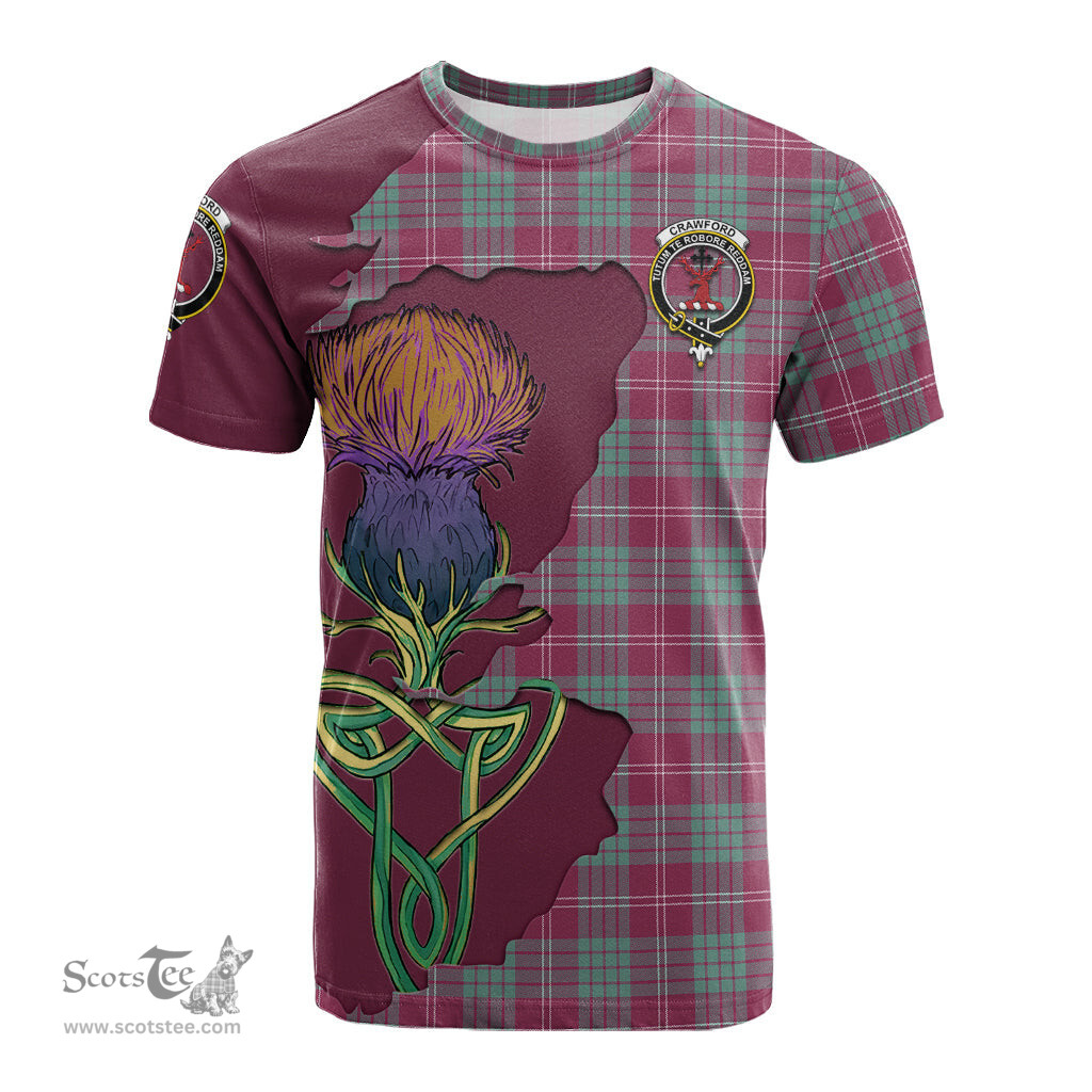 Scottish Crawford Ancient Clan Tartan with Thistle and Scotland Map Tartan Plaid T Shirt Scottish Plaid Tartan Plaid - ScotsTee - scotstee.com