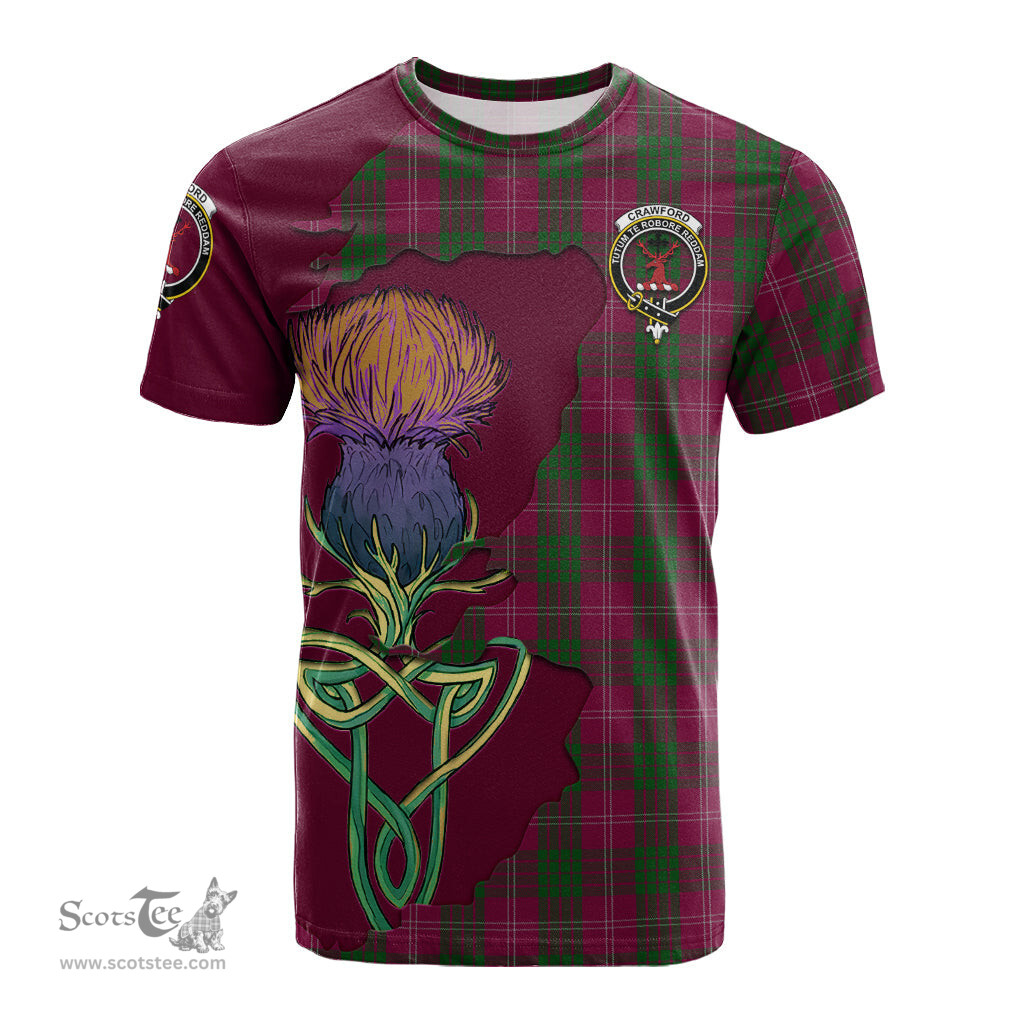 Scottish Crawford Clan Tartan with Thistle and Scotland Map Tartan Plaid T Shirt Scottish Plaid Tartan Plaid - ScotsTee - scotstee.com