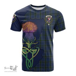 Scottish Cockburn Blue Clan Tartan with Thistle and Scotland Map Tartan Plaid T Shirt Scottish Plaid Tartan Plaid - ScotsTee - scotstee.com