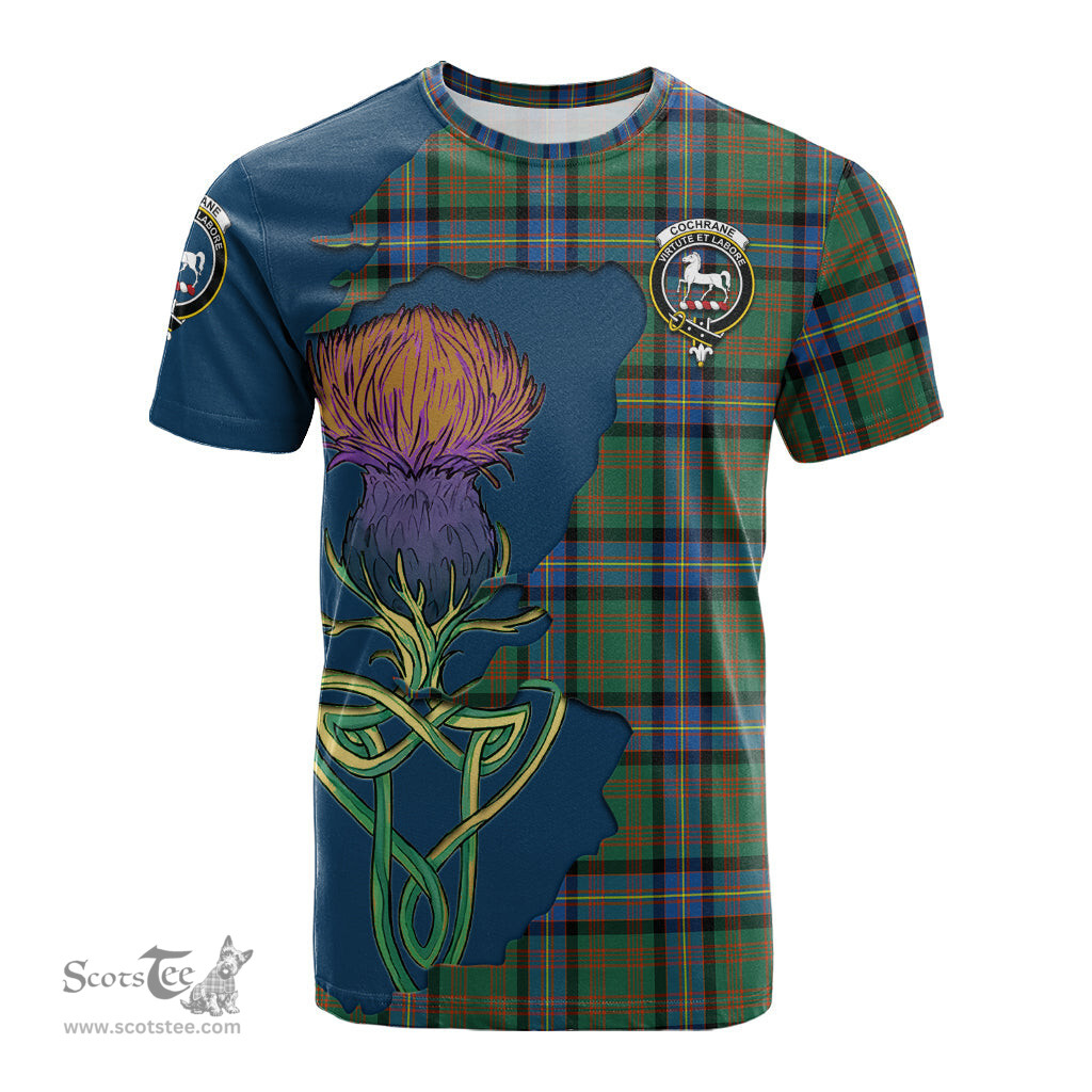 Scottish Cochrane Ancient Clan Tartan with Thistle and Scotland Map Tartan Plaid T Shirt Scottish Plaid Tartan Plaid - ScotsTee - scotstee.com