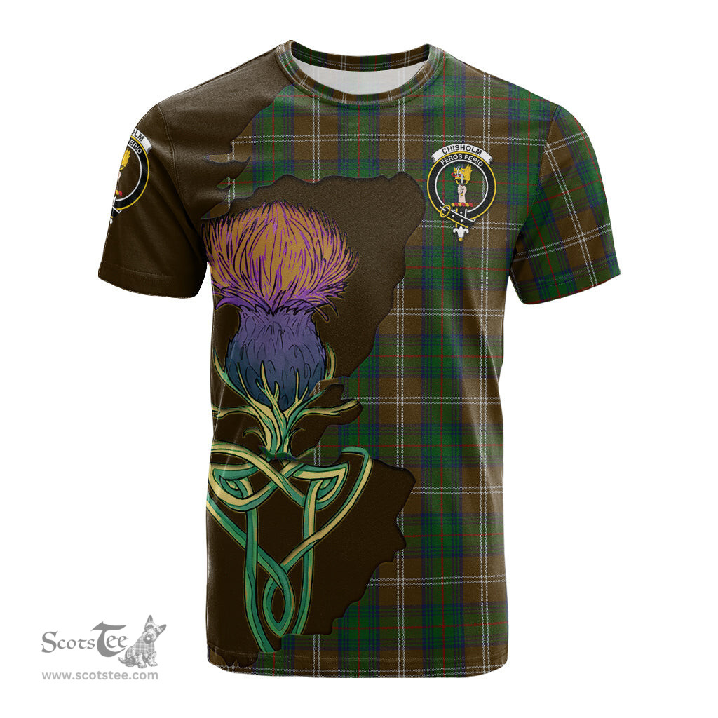 Scottish Chisholm Hunting Clan Tartan with Thistle and Scotland Map Tartan Plaid T Shirt Scottish Plaid Tartan Plaid - ScotsTee - scotstee.com