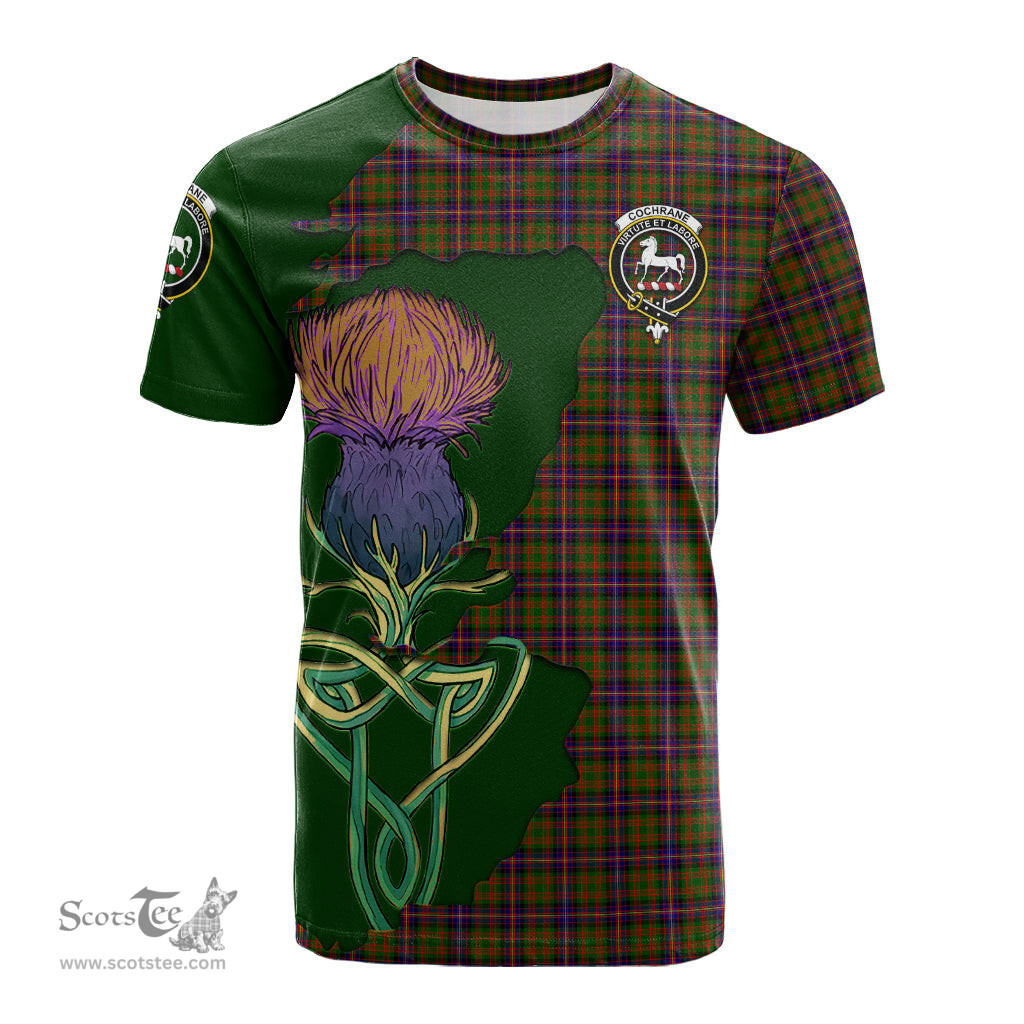 Scottish Cochrane Modern Clan Tartan with Thistle and Scotland Map Tartan Plaid T Shirt Scottish Plaid Tartan Plaid - ScotsTee - scotstee.com