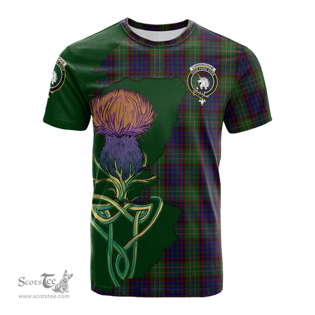 Scottish Cunningham Hunting Clan Tartan with Thistle and Scotland Map Tartan Plaid T Shirt Scottish Plaid Tartan Plaid - ScotsTee - scotstee.com