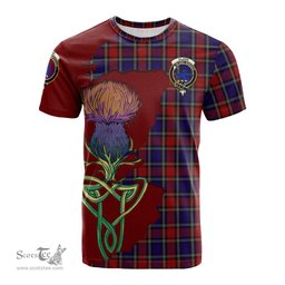 Scottish Clark (Lion) Red Clan Tartan with Thistle and Scotland Map Tartan Plaid T Shirt Scottish Plaid Tartan Plaid - ScotsTee - scotstee.com
