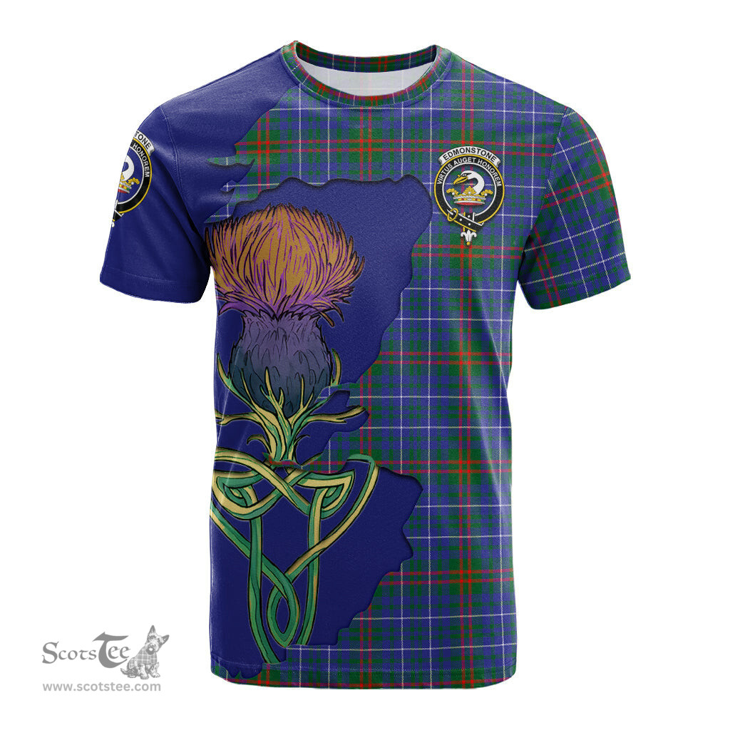 Scottish Edmonstone Clan Tartan with Thistle and Scotland Map Tartan Plaid T Shirt Scottish Plaid Tartan Plaid - ScotsTee - scotstee.com