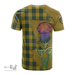 Scottish Fraser Yellow Clan Tartan with Thistle and Scotland Map Tartan Plaid T Shirt Scottish Plaid Tartan Plaid - ScotsTee - scotstee.com