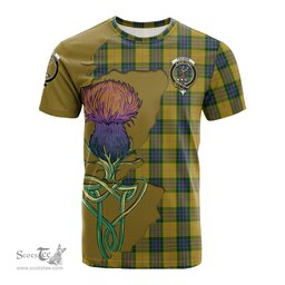 Scottish Fraser Yellow Clan Tartan with Thistle and Scotland Map Tartan Plaid T Shirt Scottish Plaid Tartan Plaid - ScotsTee - scotstee.com