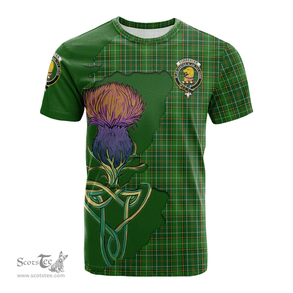 Scottish Forrester or Foster Hunting Clan Tartan with Thistle and Scotland Map Tartan Plaid T Shirt Scottish Plaid Tartan Plaid - ScotsTee - scotstee.com