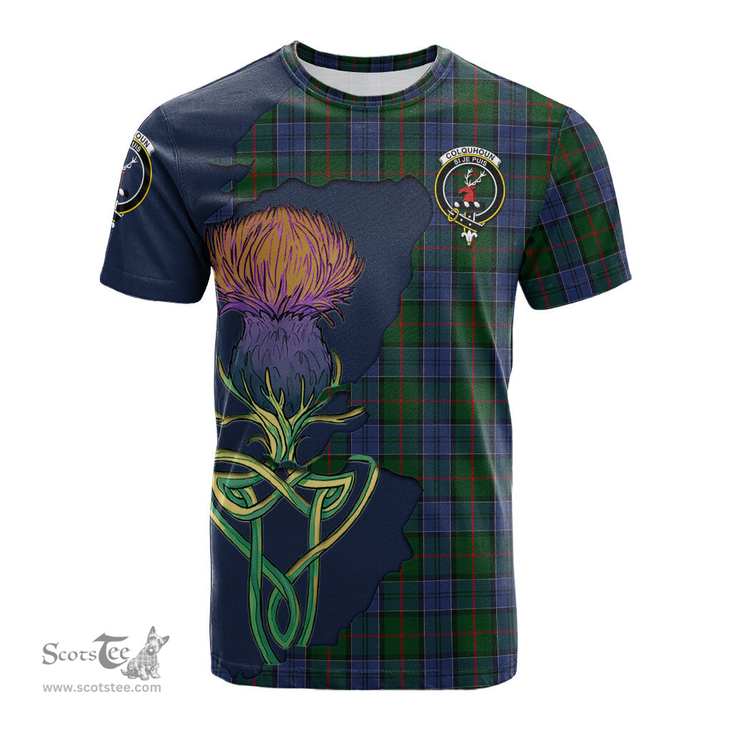 Scottish Colquhoun Clan Tartan with Thistle and Scotland Map Tartan Plaid T Shirt Scottish Plaid Tartan Plaid - ScotsTee - scotstee.com