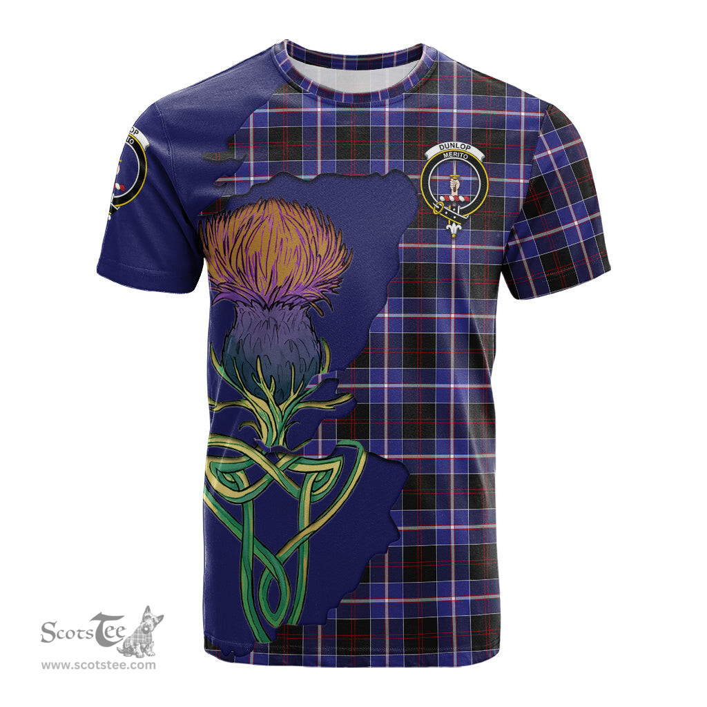 Scottish Dunlop Modern Clan Tartan with Thistle and Scotland Map Tartan Plaid T Shirt Scottish Plaid Tartan Plaid - ScotsTee - scotstee.com
