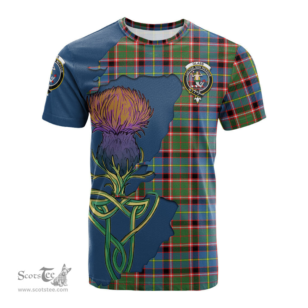 Scottish Glass Clan Tartan with Thistle and Scotland Map Tartan Plaid T Shirt Scottish Plaid Tartan Plaid - ScotsTee - scotstee.com
