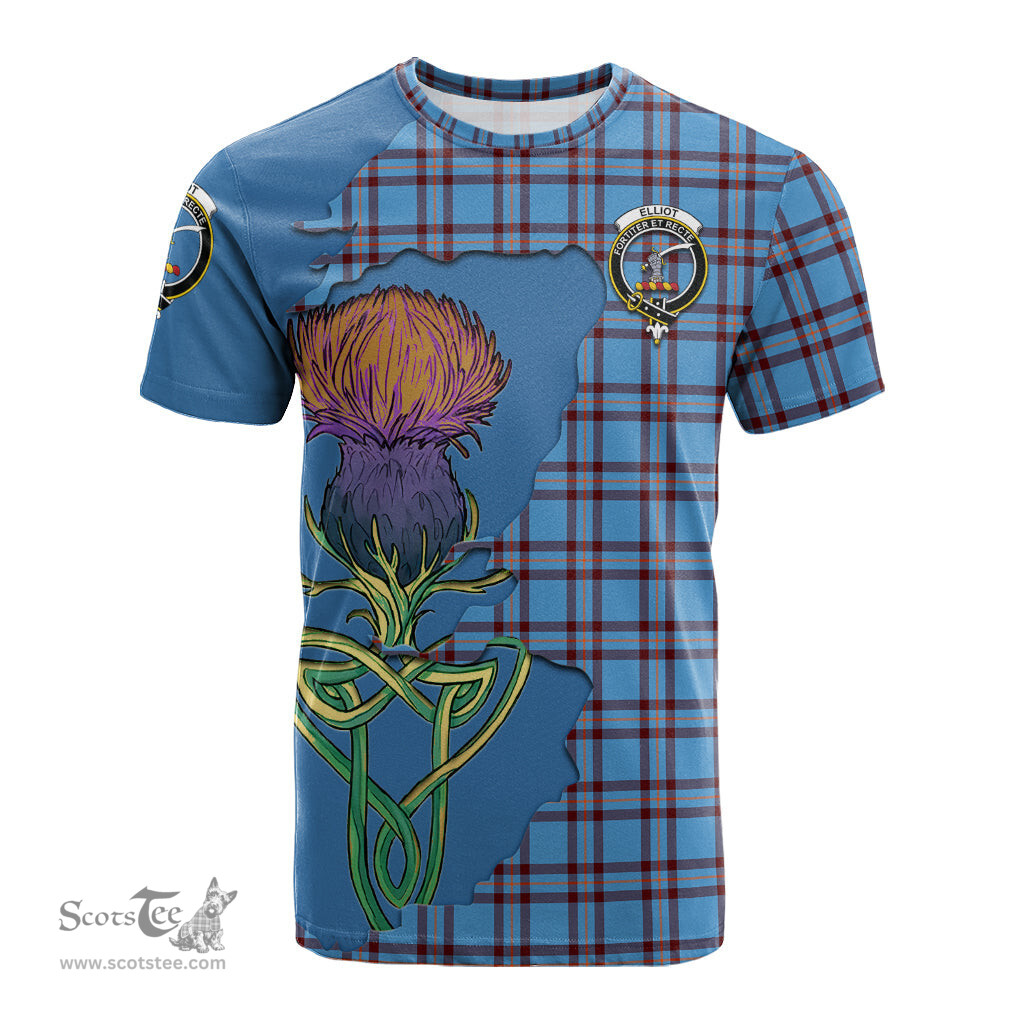 Scottish Elliot Ancient Clan Tartan with Thistle and Scotland Map Tartan Plaid T Shirt Scottish Plaid Tartan Plaid - ScotsTee - scotstee.com
