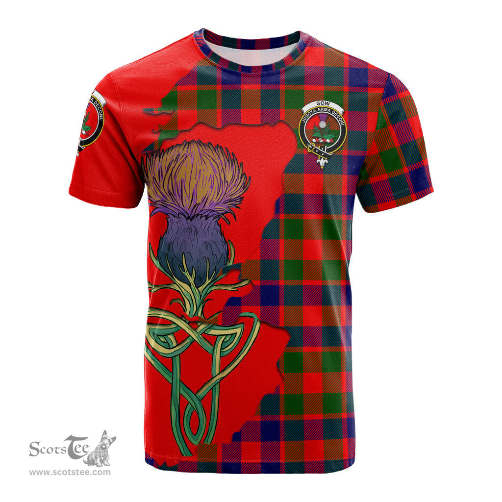 Scottish Gow of Skeoch Clan Tartan with Thistle and Scotland Map Tartan Plaid T Shirt Scottish Plaid Tartan Plaid - ScotsTee - scotstee.com