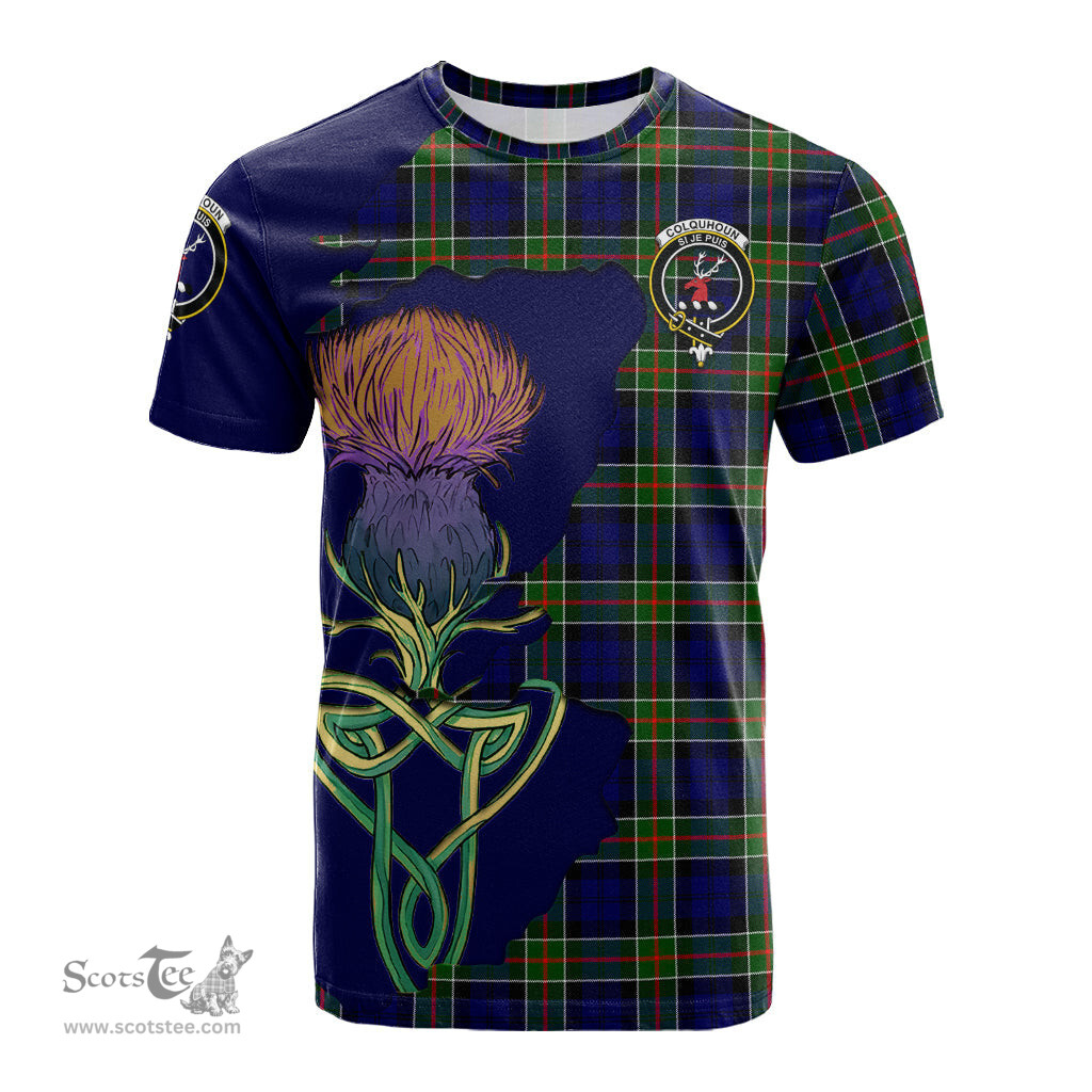 Scottish Colquhoun Modern Clan Tartan with Thistle and Scotland Map Tartan Plaid T Shirt Scottish Plaid Tartan Plaid - ScotsTee - scotstee.com
