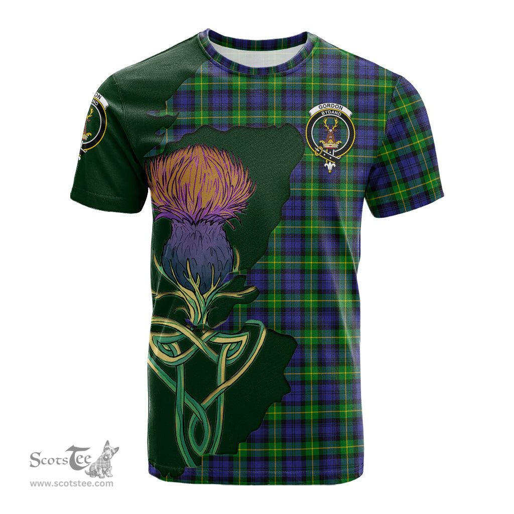 Scottish Gordon Modern Clan Tartan with Thistle and Scotland Map Tartan Plaid T Shirt Scottish Plaid Tartan Plaid - ScotsTee - scotstee.com