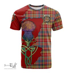 Scottish Drummond of Strathallan Modern Clan Tartan with Thistle and Scotland Map Tartan Plaid T Shirt Scottish Plaid Tartan Plaid - ScotsTee - scotstee.com
