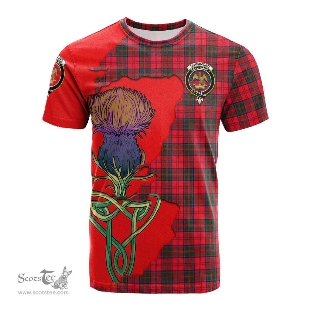 Scottish Drummond Modern Clan Tartan with Thistle and Scotland Map Tartan Plaid T Shirt Scottish Plaid Tartan Plaid - ScotsTee - scotstee.com
