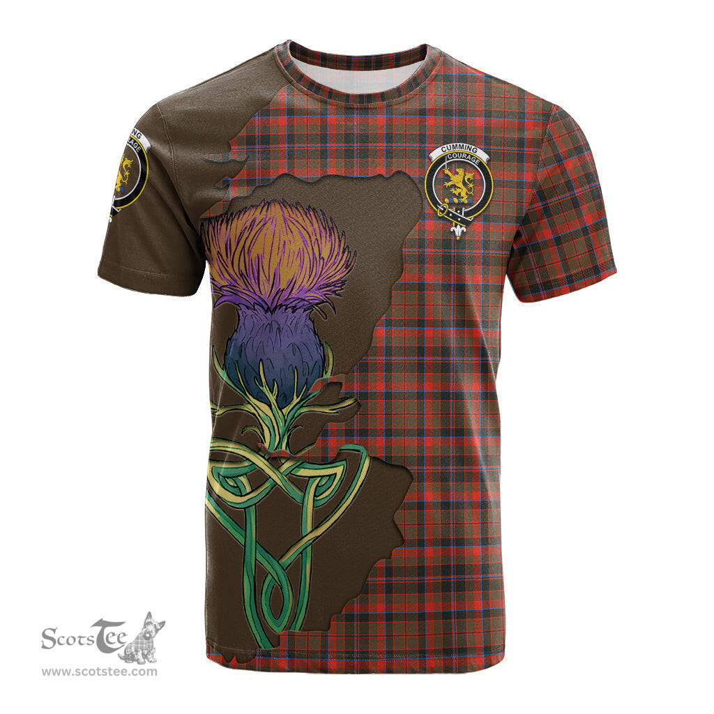 Scottish Cumming Hunting Weathered Clan Tartan with Thistle and Scotland Map Tartan Plaid T Shirt Scottish Plaid Tartan Plaid - ScotsTee - scotstee.com