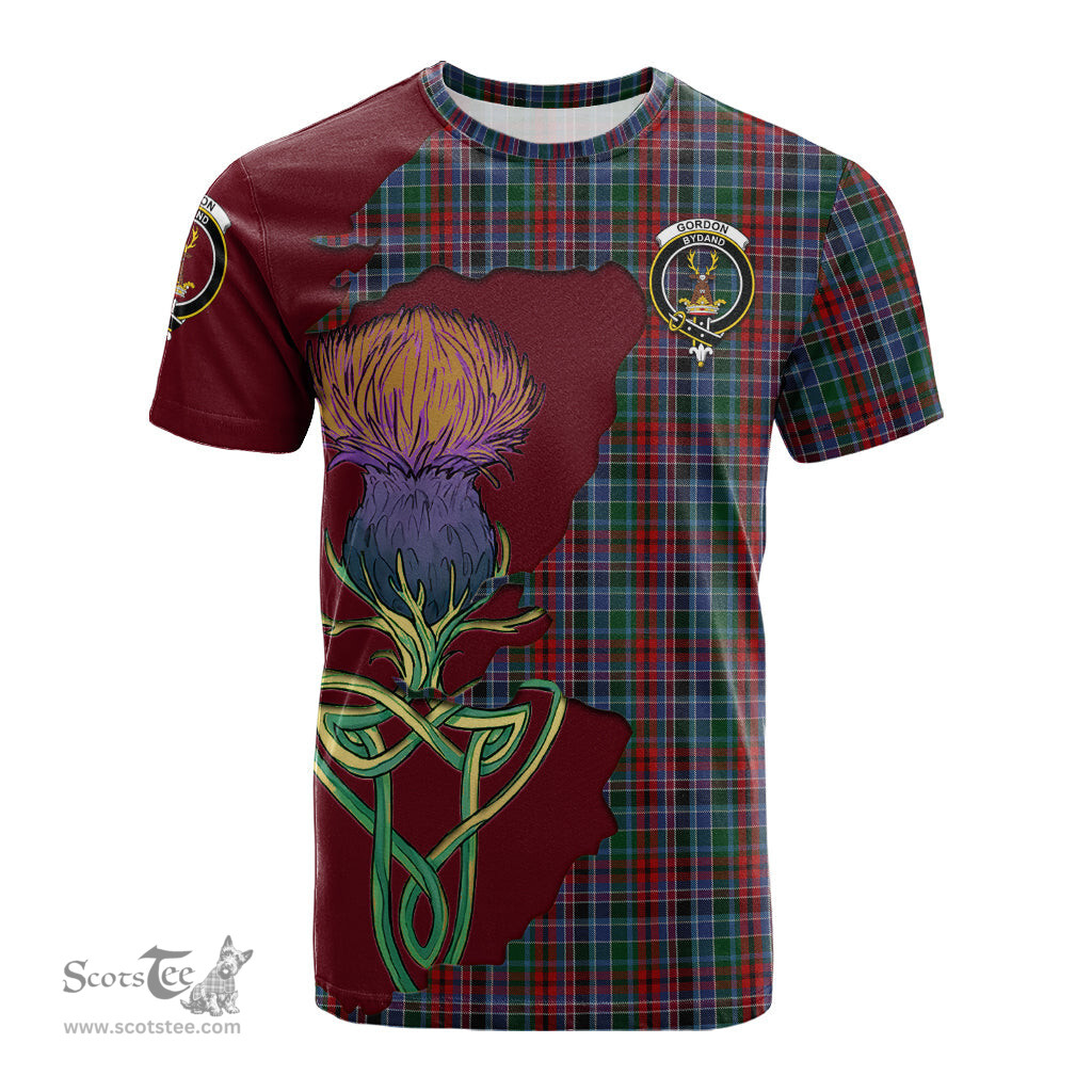 Scottish Gordon Red Clan Tartan with Thistle and Scotland Map Tartan Plaid T Shirt Scottish Plaid Tartan Plaid - ScotsTee - scotstee.com