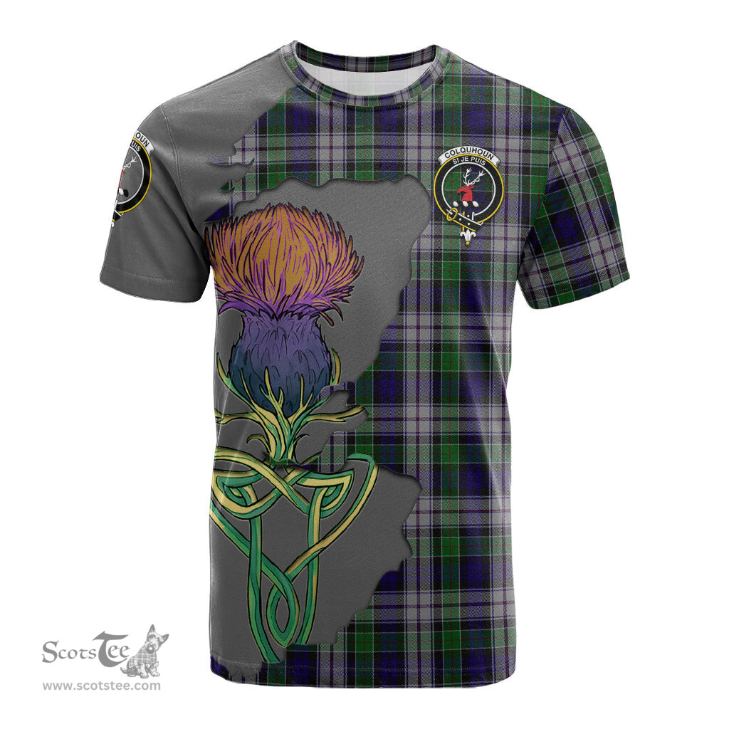 Scottish Colquhoun Dress Clan Tartan with Thistle and Scotland Map Tartan Plaid T Shirt Scottish Plaid Tartan Plaid - ScotsTee - scotstee.com