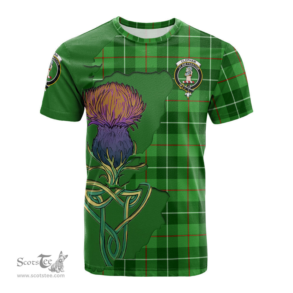 Scottish Clephan Clan Tartan with Thistle and Scotland Map Tartan Plaid T Shirt Scottish Plaid Tartan Plaid - ScotsTee - scotstee.com