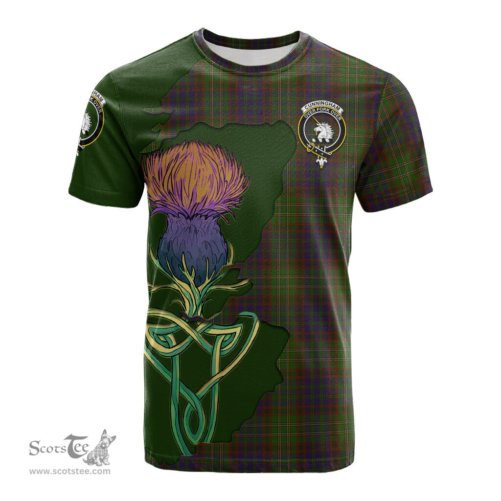 Scottish Cunningham Hunting Modern Clan Tartan with Thistle and Scotland Map Tartan Plaid T Shirt Scottish Plaid Tartan Plaid - ScotsTee - scotstee.com